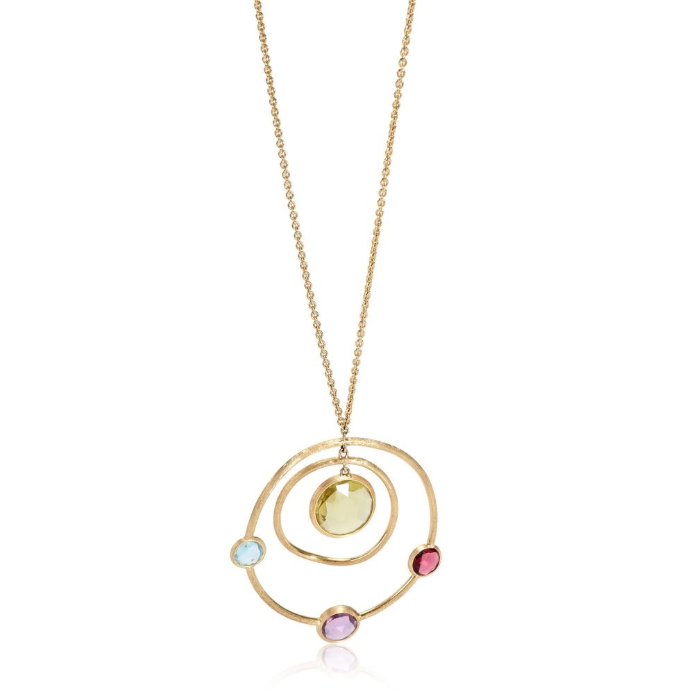 Marco Bicego Jaipur Mixed Gemstone Circle Pendant in 18K Yellow Gold